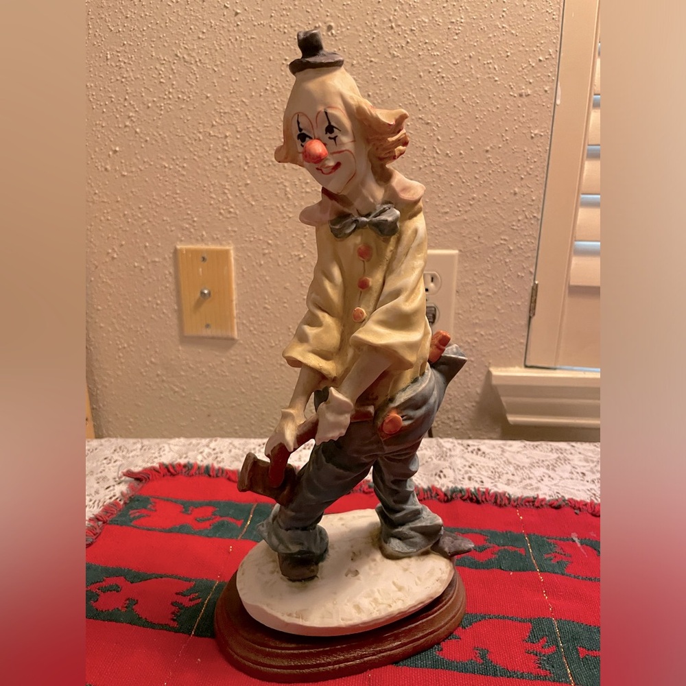 Vintage 14 inch Clown Figurine with Mallet